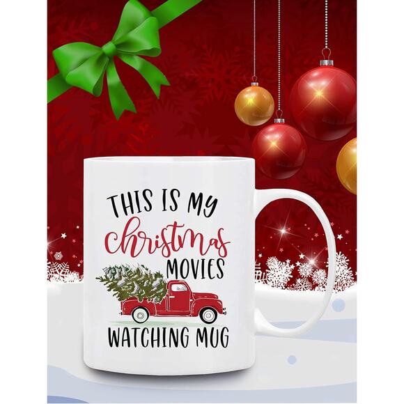 Christmas Movies Watching Mug Holiday Gift Ceramic Cup in Decorative Box - Picture 2 of 7